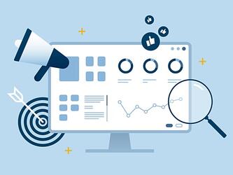 graphic suggesting communications analytics, audience targeting, testing of messages